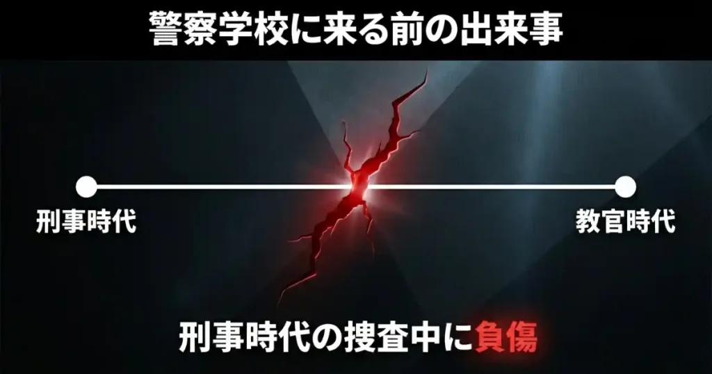 義眼になったのは警察学校に来る前の出来事であり、刑事時代の捜査中に負傷したことを示す画像