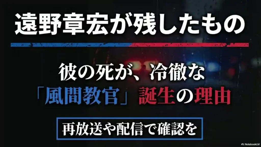 遠野章宏が残したもの 彼の死が冷徹な風間教官誕生の理由となった