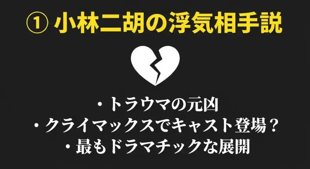 なぎさの正体考察①：小林二胡の浮気相手でありトラウマの元凶説