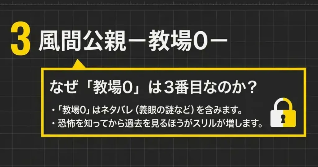 教場0にはネタバレが含まれるため、恐怖を知ってから過去を見るほうがスリルが増すという解説