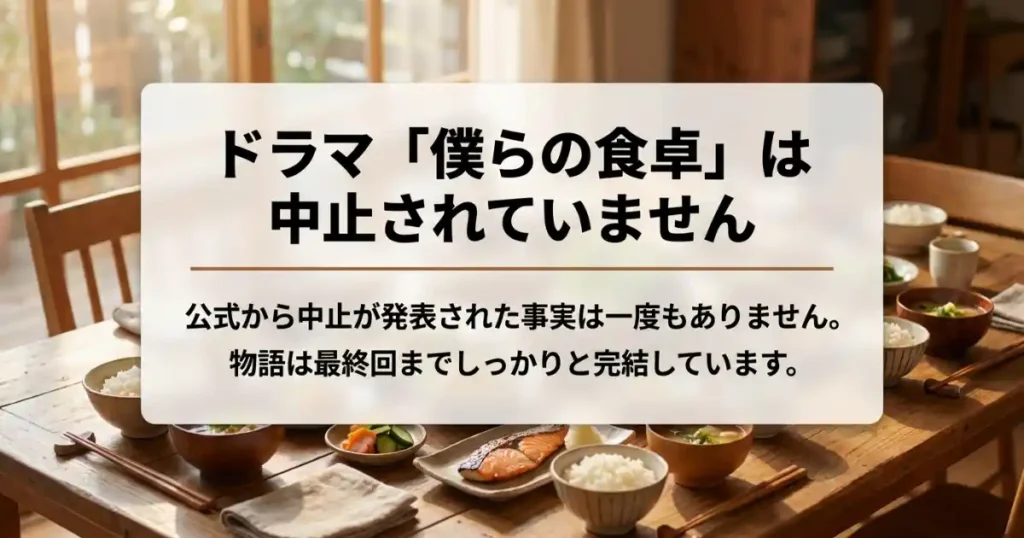 僕らの食卓ドラマ中止理由はデマ？最終回から特別編まで完結した真相を解説