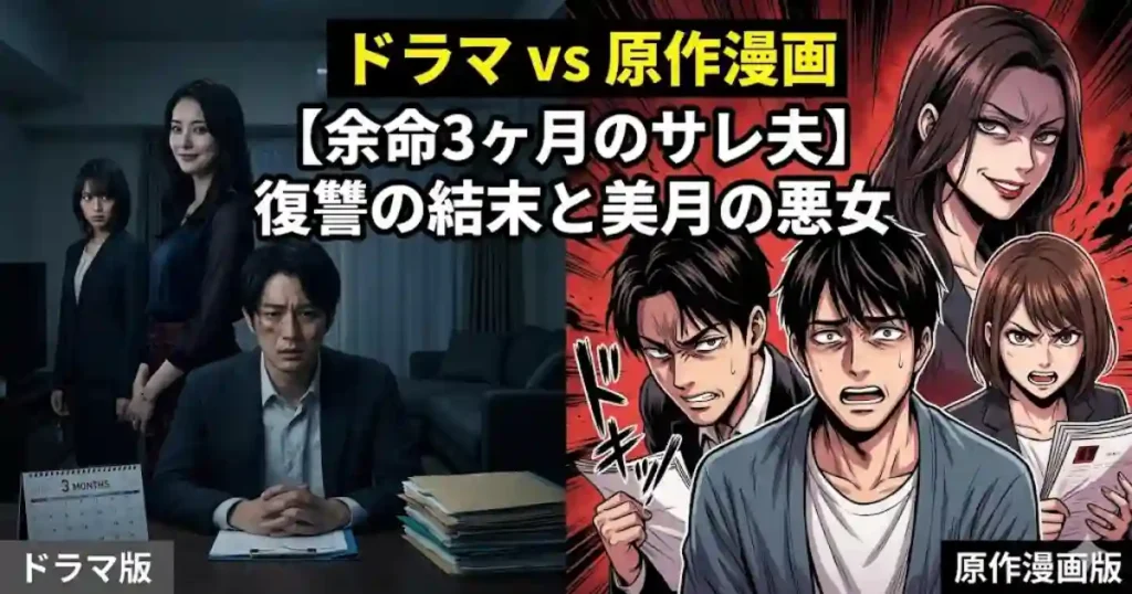 【余命3ヶ月のサレ夫】ドラマと原作漫画の違いは?葵の復讐の結末ネタバレと美月の悪女っぷりを考察